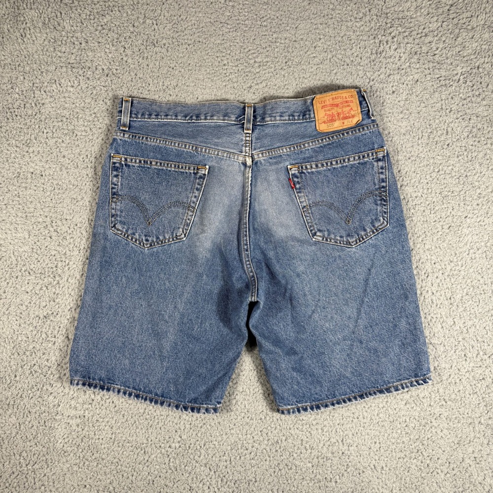 Levis 505 Jeans Shorts Mens 36 Medium Wash Denim Jorts 9in Regular Fit Straight - Picture 8 of 10